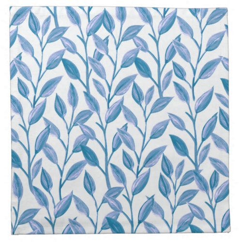Elegant Modern Botanical Blue Leaves Pattern  Cloth Napkin