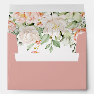 Elegant Modern Botanical Blush Pink Floral Wedding Envelope