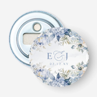 Elegant Modern Botanical Dusty Blue Floral Wedding Bottle Opener