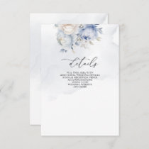 Elegant Modern Botanical Dusty Blue Floral Wedding Enclosure Card