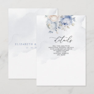 Elegant Modern Botanical Dusty Blue Floral Wedding Enclosure Card