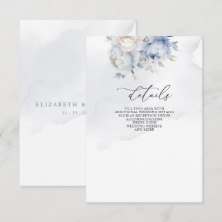Elegant Modern Botanical Dusty Blue Floral Wedding Enclosure Card