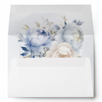 Elegant Modern Botanical Dusty Blue Floral Wedding Envelope
