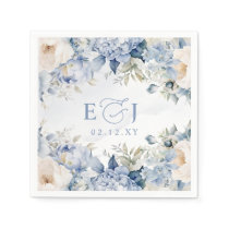 Elegant Modern Botanical Dusty Blue Floral Wedding Napkins
