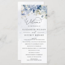 Elegant Modern Botanical Dusty Blue Floral Wedding Program