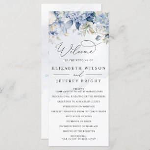 Elegant Modern Botanical Dusty Blue Floral Wedding Program