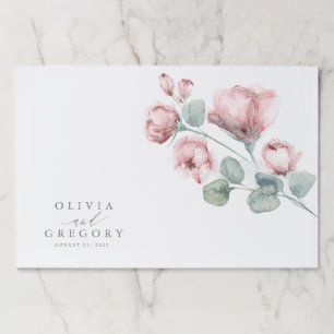 Elegant Modern Botanical Dusty Rose Floral Wedding Paper Pad