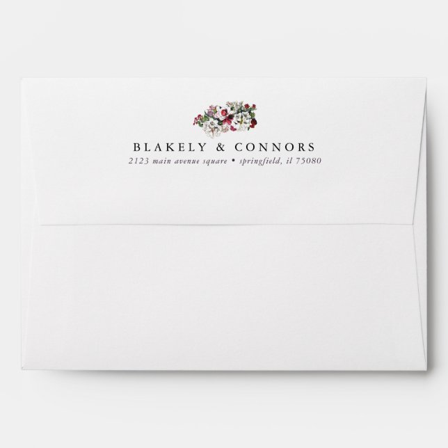 Elegant Modern Botanical Greenery Wedding Envelope (Back (Top Flap))