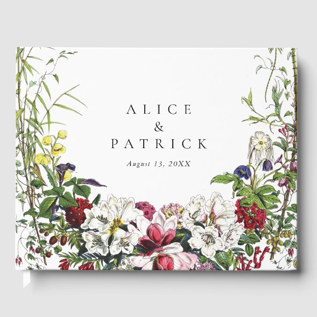 Elegant Modern Botanical Greenery Wedding Guest Book (Front)