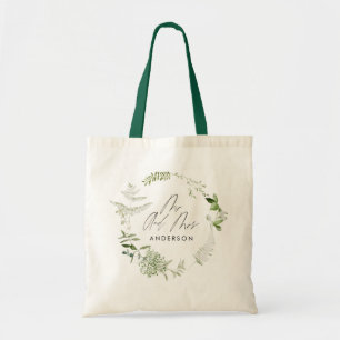 Elegant modern botanical Mr and Mrs wedding favor Tote Bag