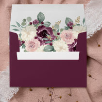 Elegant Modern Botanical Plum Floral Wedding Envelope