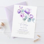 Elegant Modern Botanical Purple Floral Wedding Invitation<br><div class="desc">This soft purple wedding invitation with hand-drawn floral watercolor illustration is sure to make a lasting impression on your invitees. Watercolor flowers are featured on the front of the invitation with an elegant script font. Soft beautiful colors: lavender,  lilac purple,  and hints of mauve give a dreamy feel.</div>