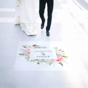Elegant, modern, botanical wedding floor decals