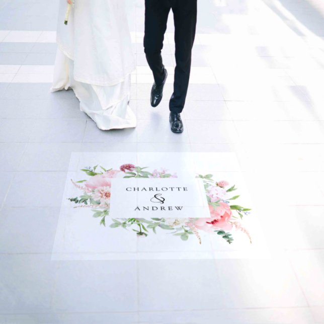 Elegant, modern, botanical wedding    floor decals (Wedding)
