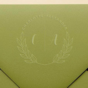 Elegant & Modern Botanical Wedding Initials  Embosser