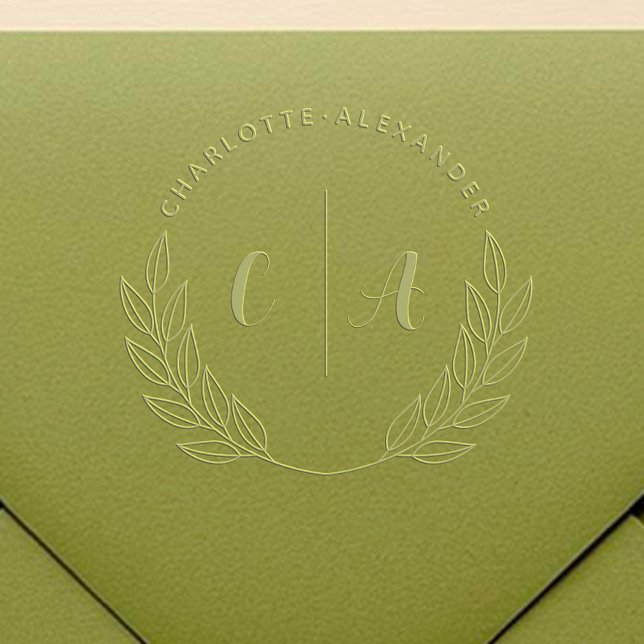 Elegant & Modern Botanical Wedding Initials  Embosser (Creator Uploaded)