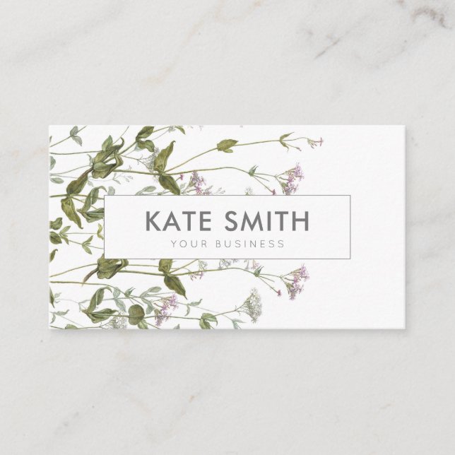 Elegant Modern Botanical Wildflower Floral Business Card (Front)