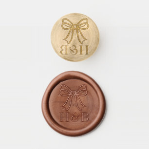Elegant Modern Bow and Monogram Wax Seal Stamp