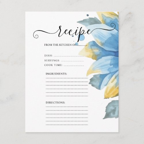 Elegant Modern Bridal Shower Recipe Enclosure Card