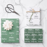 Elegant Modern Bride Groom Names Weddings Wrapping Paper Sheets<br><div class="desc">Simple,  black and white and sage green,  bride and groom Wedding wrapping paper. You can personalize it with your names and date.</div>
