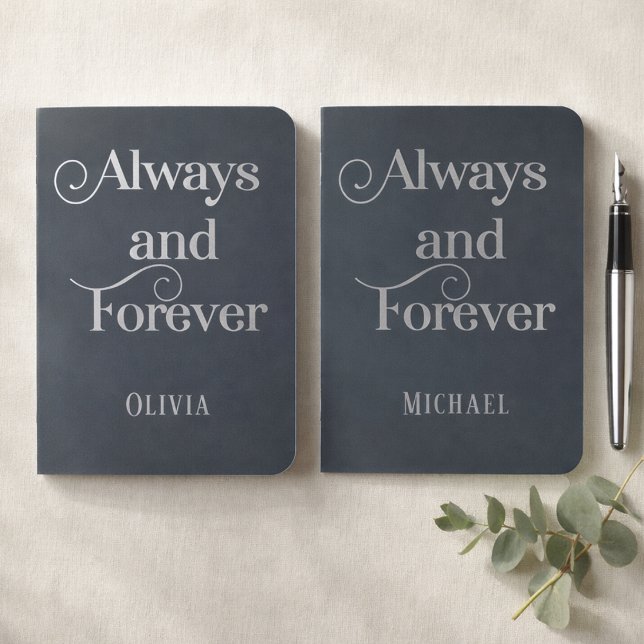 Elegant Modern Bride Groom Wedding Vows Book (Wedding Vow Keepsake Memory Book with Silver Foil Text. Modern and Elegant. With names.)