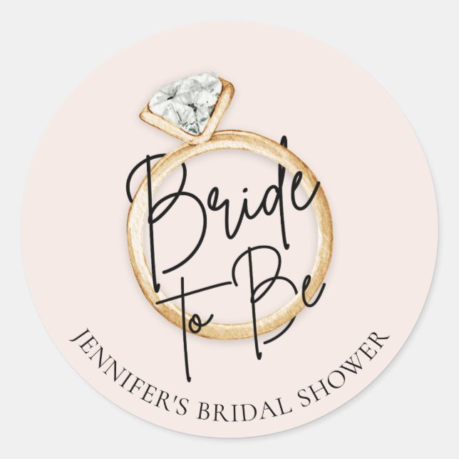 Elegant Modern Bride to Be Classic Round Sticker (Front)