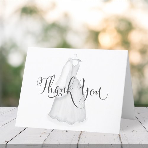 Elegant Modern Bride Wedding Gown Minimalist Thank You Card