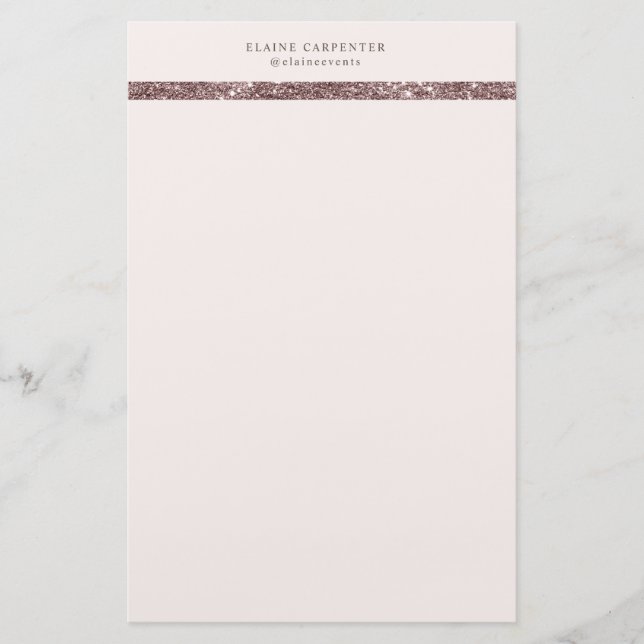 elegant modern bronze glitter monogram stationery (Front)