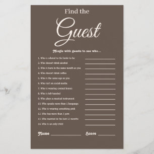 Elegant Modern Brown Bridal Shower Game