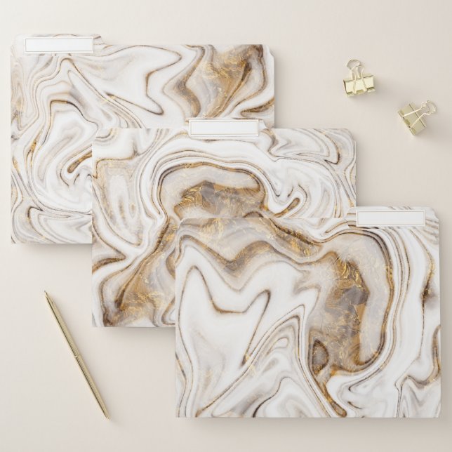 Elegant Modern Brown Gold Touch Marble Stone  File Folder (Set)