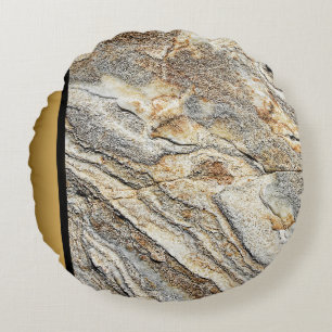 Elegant Modern Brown Gray Gold Marble Pattern  Round Pillow