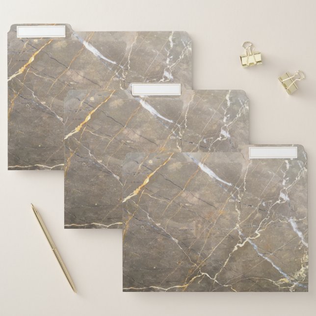 Elegant Modern Brown Marble Stone Texture File Folder (Set)