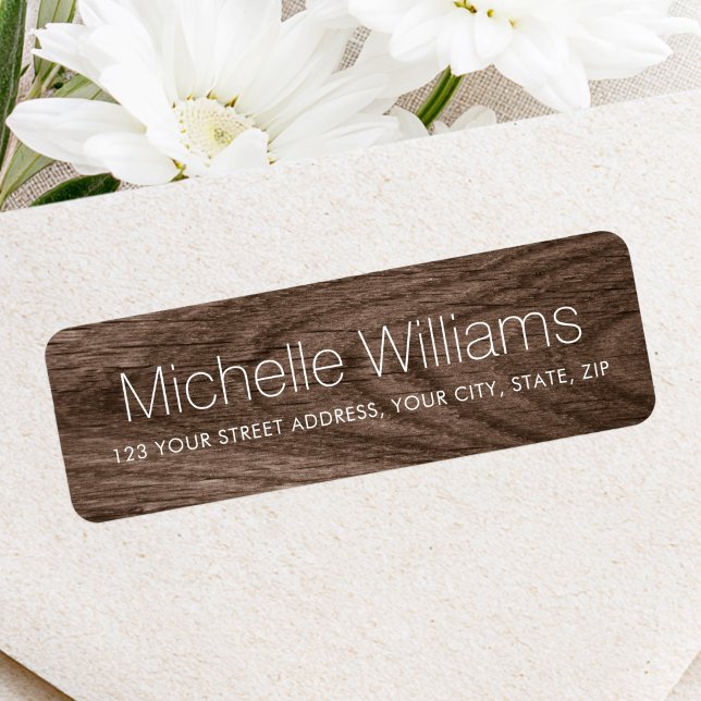 Elegant modern brown wood grain return address label (Elegant modern brown wood grain return address label)