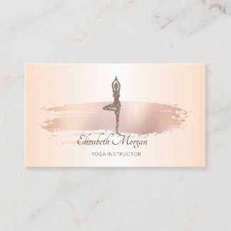 Elegant Modern Brush Stroke Glitter Yoga Girl Business Card