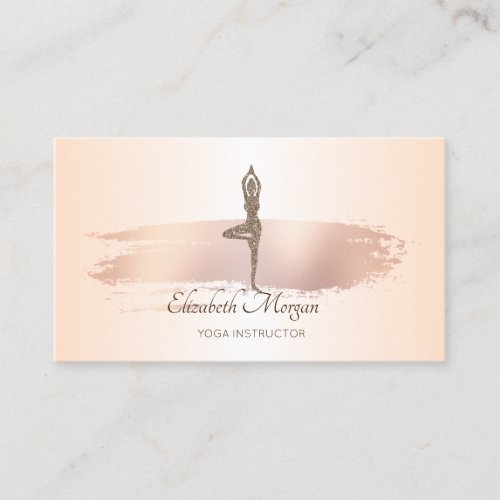 Elegant Modern Brush Stroke Glitter Yoga Girl Business Card