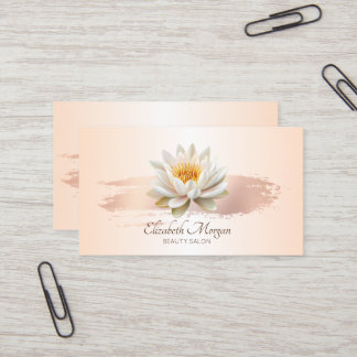 Elegant Modern Brush Stroke White Lotus Business Card