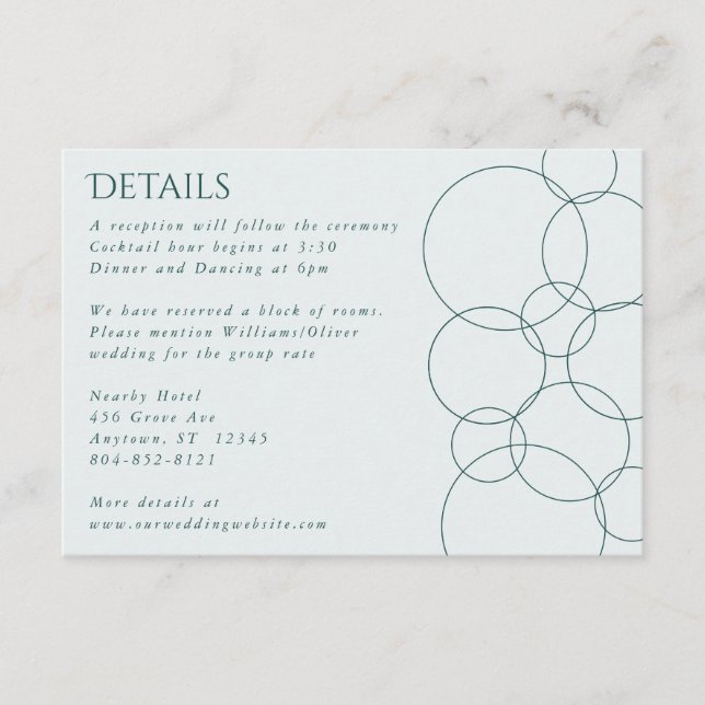 Elegant Modern Bubbles Geometric Gray & Dark Teal Enclosure Card (Front)