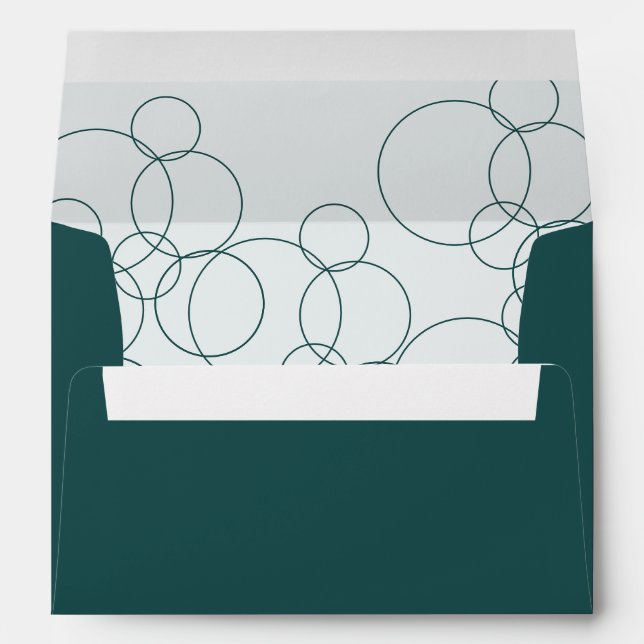 Elegant Modern Bubbles Geometric Gray & Dark Teal Envelope (Back (Bottom))