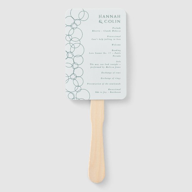 Elegant Modern Bubbles Geometric Gray & Dark Teal  Hand Fan (Front)