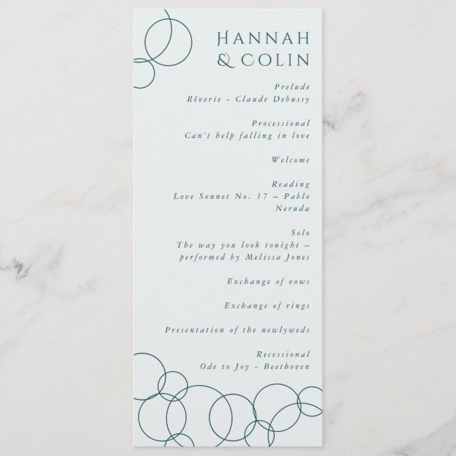 Elegant Modern Bubbles Geometric Gray & Dark Teal Program (Front)