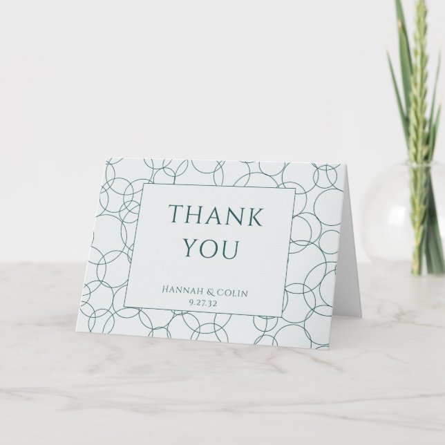 Elegant Modern Bubbles Geometric Gray & Dark Teal Thank You Card (Front)