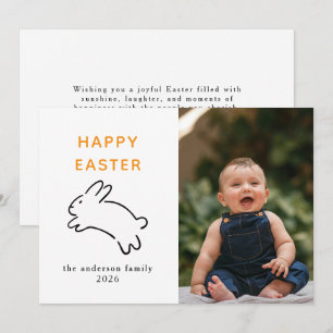 Elegant Modern Bunny Happy Easter Photo Holiday Card