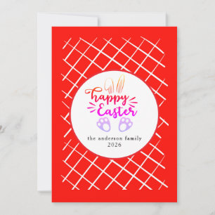Elegant Modern Bunny Patterns Happy Easter Photo Holiday Card