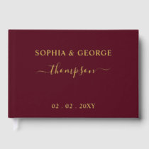 Elegant Modern Burgundy and Gold Wedding Foil Guest Book