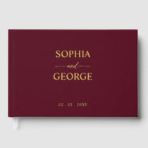 Elegant Modern Burgundy and Gold Wedding Foil Guest Book