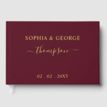 Elegant Modern Burgundy and Gold Wedding Guest Book