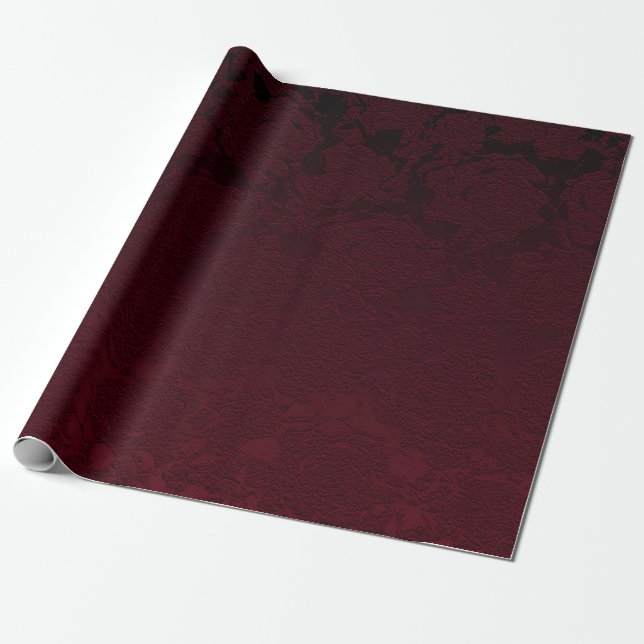 Elegant Modern Burgundy Floral Pattern Wrapping Paper (Unrolled)
