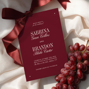 Elegant Modern Burgundy & Ivory Formal Wedding Invitation