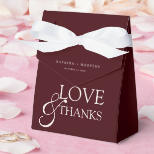 Elegant Modern Burgundy & Ivory Wedding Thank You Favor Boxes