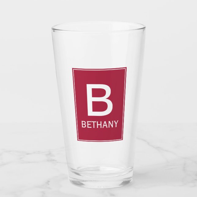 Elegant Modern Burgundy Monogram Glass (Front)